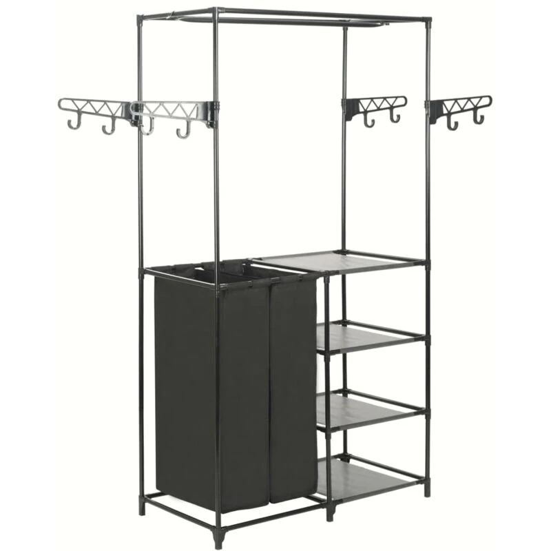 Image of VIDAXL Clothes Rack Steel and Non-woven Fabric 87x44x158cm Black vidaXL 245743