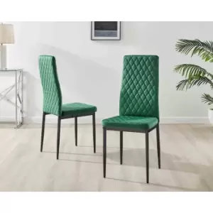 Image of Furniture Box 4X Milan Kitchen Dining Chair Green Velvet Black Legs