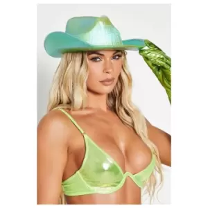 Image of I Saw It First Metallic Western Hat - Green