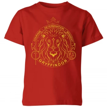 Image of Harry Potter Gryffindor Lion Badge Kids T-Shirt - Red - 11-12 Years