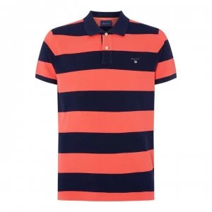 Image of Gant Bar Striped Polo Shirt - Red 648