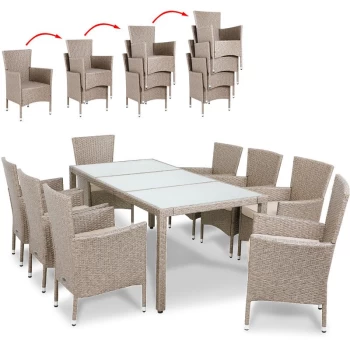 Image of Poly Rattan Seating Set Garden Lounge Furniture Set Beige Grey 8 + 1