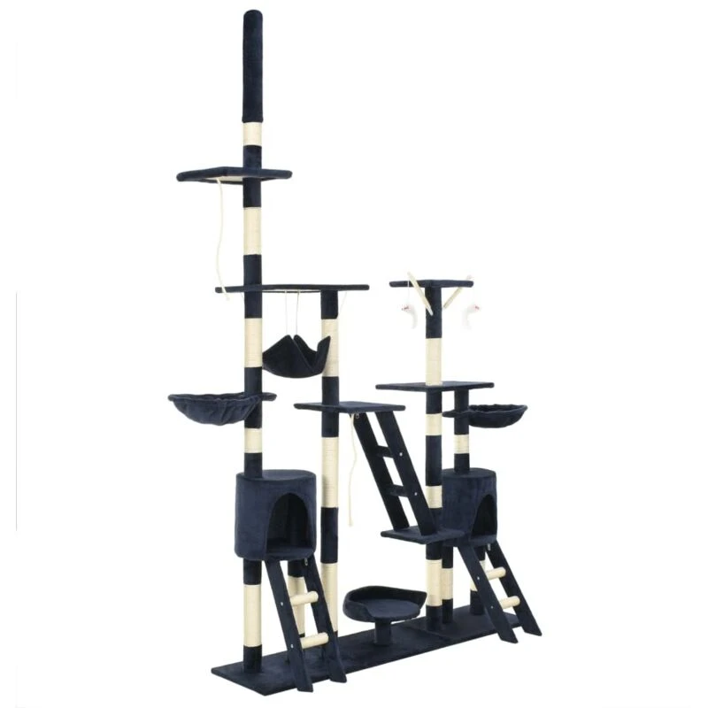 Image of vidaXL Cat Tree with Sisal Scratching Posts 230-250cm Blue Kitten Play Tower