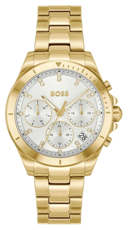 Image of BOSS 1502829 ALLEY SPORT LUX (36mm) Silver Dial / Gold PVD Watch