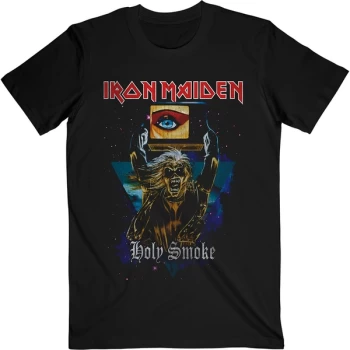 Image of Iron Maiden - Holy Smoke Space Triangle Unisex Medium T-Shirt - Black