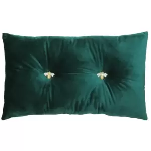 Image of Bumble Bee Velvet Cushion Emerald