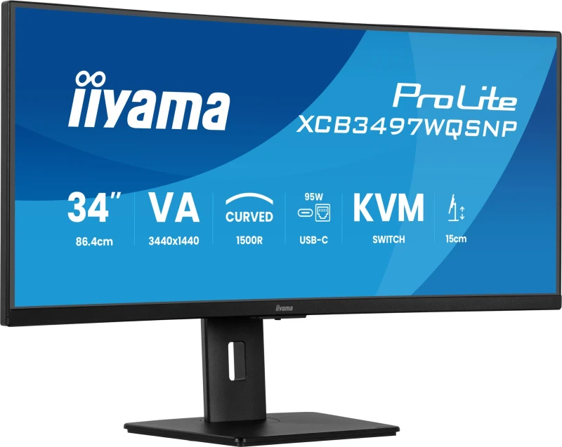 Image of iiyama iiyama ProLite XCB3497WQSNP-B1 computer monitor 86.4cm (34") 3440 x 1440 pixels UltraWide Quad HD LED Black XCB3497WQSNP-B1