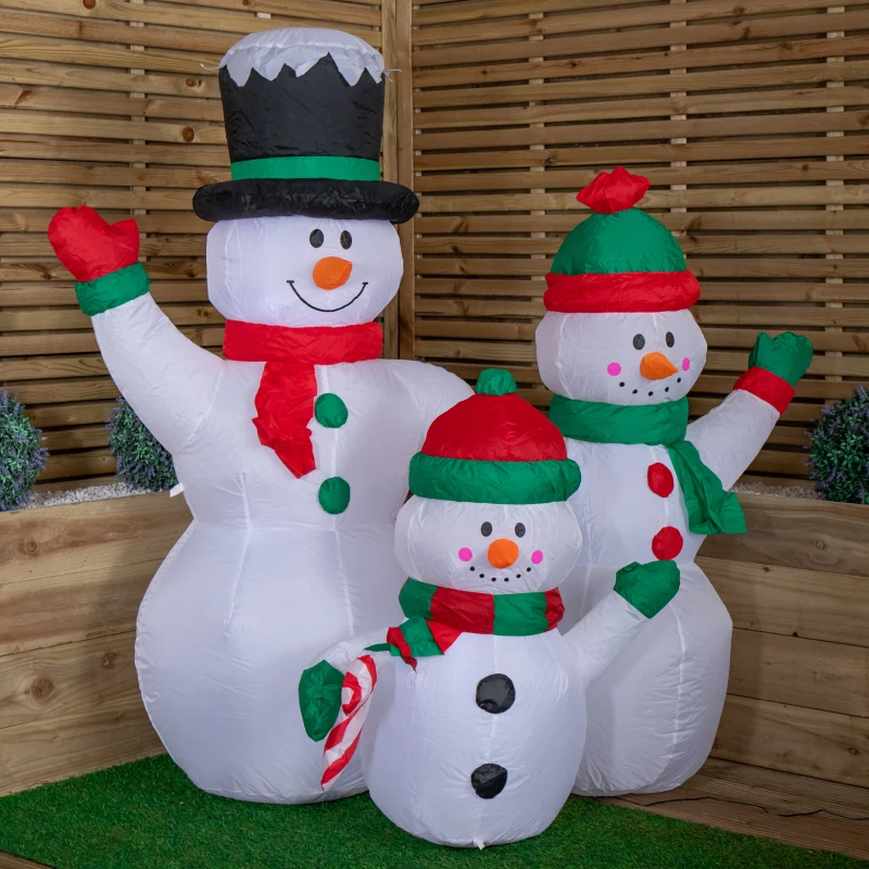 Image of Samuel Alexander 1.5m Light up Christmas Inflatable Snowman Family with 12 White LEDs White Unisex