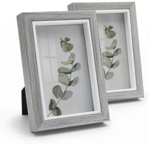 Image of Grey Wood Picture Frame 4x6