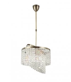 Image of Telescopic Ceiling Pendant 6 Light with Adjustable Rings Antique Brass, Crystal