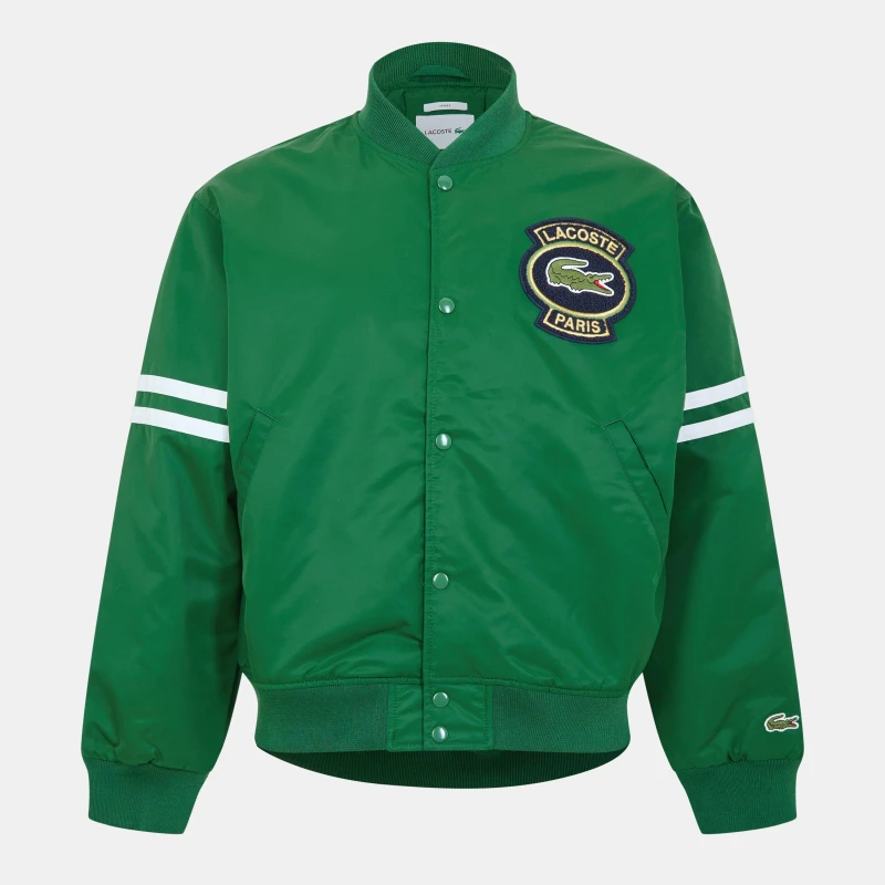 Image of Lacoste Mens Long Sleeve Varsity Jacket Green male 2XS