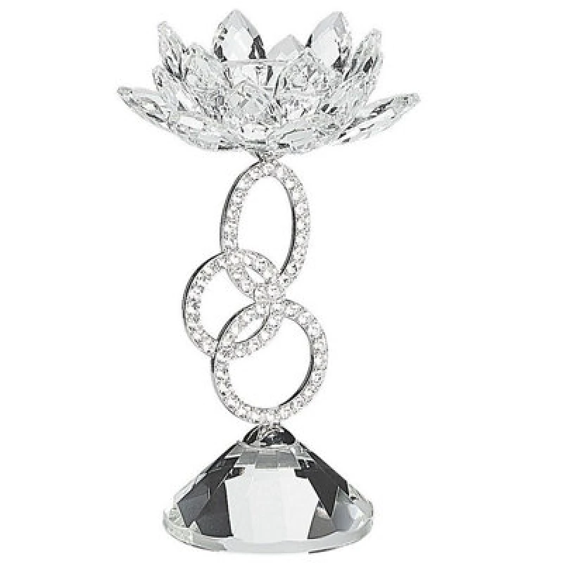 Image of Beliani Candle Holder Oviedo Glass 19cm Silver