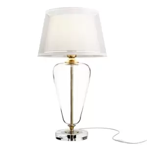 Image of Verre Table & Floor Table Lamp with Round Tapered Shade Brass
