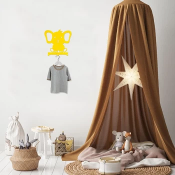 Image of Elephant 2 - Yellow Yellow Metal Wall Hook