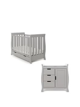 Image of Obaby Stamford Mini Sleigh 3 Piece Nursery Furniture Room Set - Warm Grey