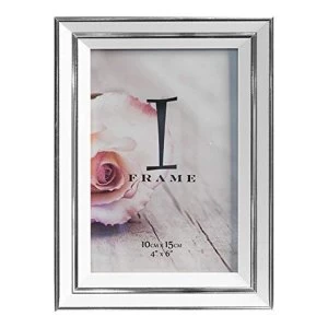 Image of 4" x 6" - iFrame Plastic White & Silver Photo Frame