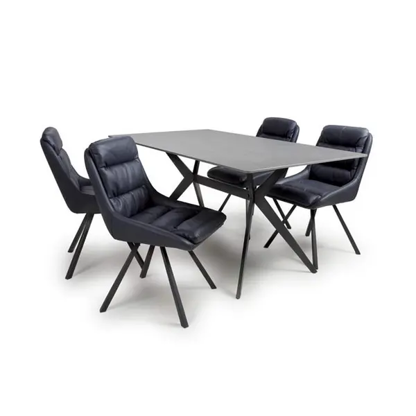 Image of Shankar Timor 1.6m Grey & 4 Arnhem Blue Dining Set - Grey 9016075