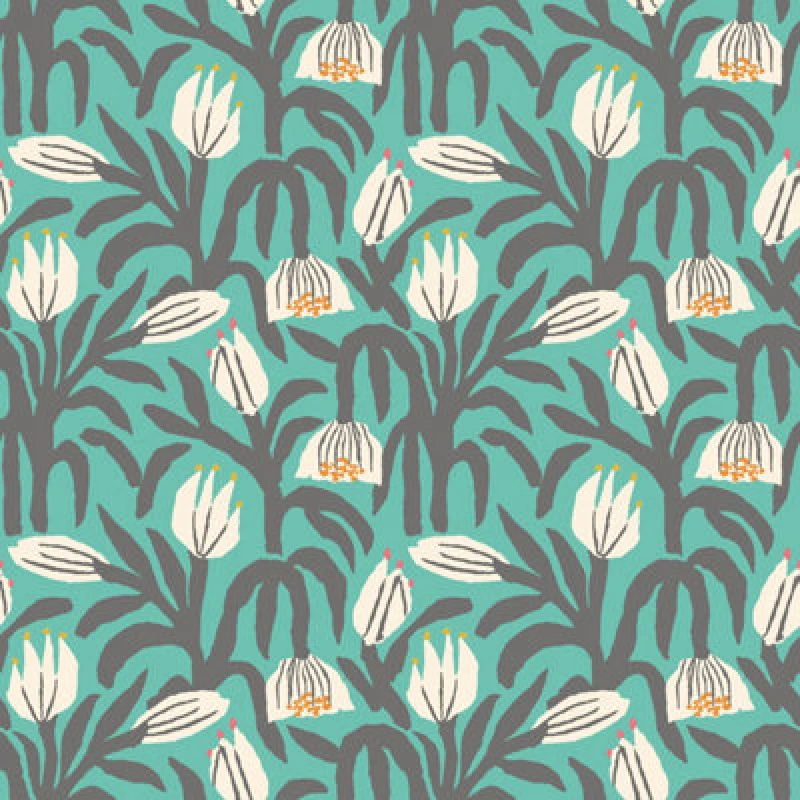 Image of Hoopla Walls Chunky Flower Teal Blue Smooth Matt Wallpaper