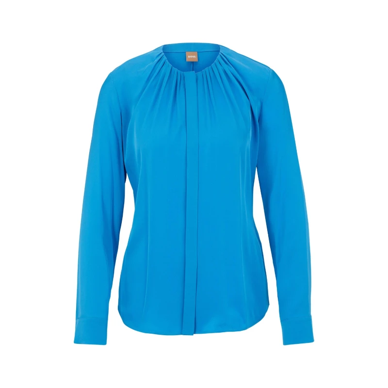 Image of Boss Womens Banorah Long Sleeve Long Blouse Bright Blue female 4 (XXS)