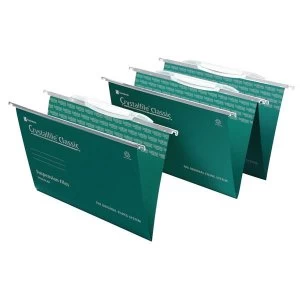 Image of Rexel Crystalfile Classic Foolscap Suspension File with Link Tabs V-Base Green - 1 x Pack of 50 Suspension Files