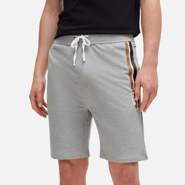 Image of BOSS Bodywear Logo-Print Authentic Terry-Cotton Shorts - L Grey Shorts male 50515162-033 L