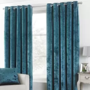 Image of Verona Teal Velvet Eyelet Curtains Blue
