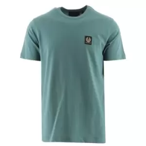 Image of Belstaff Faded Teal Patch Logo T-Shirt