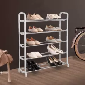 Image of Vivo Knight 5 Tier Heavy Duty Shoe Rack Stand Storage Self Organiser Up To 20 Pairs White