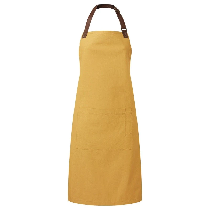 Image of Premier Annex Oxford Faux Leather Bibbed Full Apron Mustard