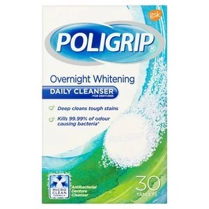 Image of Poligrip Overnight Whitening Daily Cleanser 30 Tablets