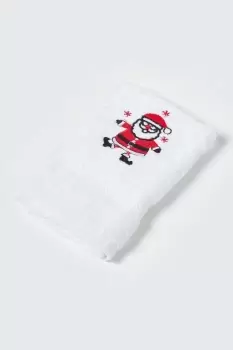Image of Santa Embroidered 100% Cotton Small Christmas Towel