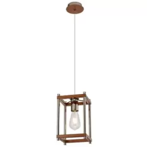 Image of Luminosa Ilana Ceiling Pendant, E27, Walnut, Polished Nickel