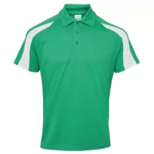 Image of AWDis Just Cool Mens Short Sleeve Contrast Panel Polo Shirt (2XL) (Kelly Green/Arctic White)
