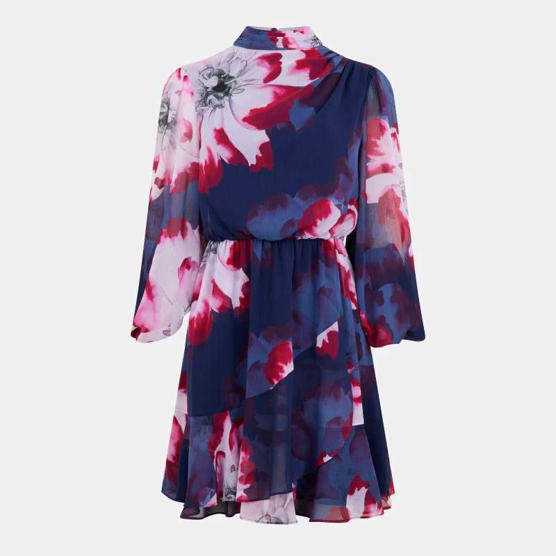 Image of Ted Baker Floral Crew Mini Dress Navy female 6 (2X)