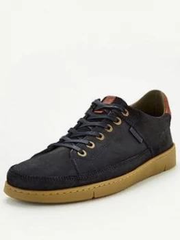 Image of Barbour Bilby Leather Longline Cupsole Trainers - Navy