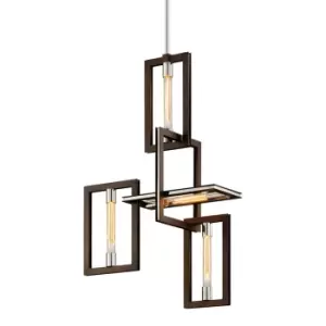 Image of Enigma 4 Light Chandelier Bronze With Polished Stainless