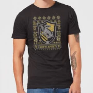 Image of Harry Potter Hufflepuff Crest Mens Christmas T-Shirt - Black