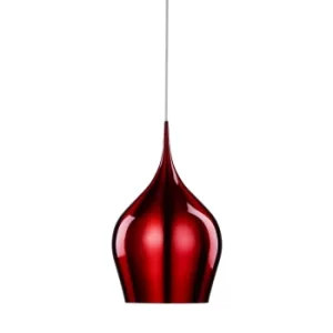 Image of Vibrant 1 Light Large Dome Ceiling Pendant Red, E27