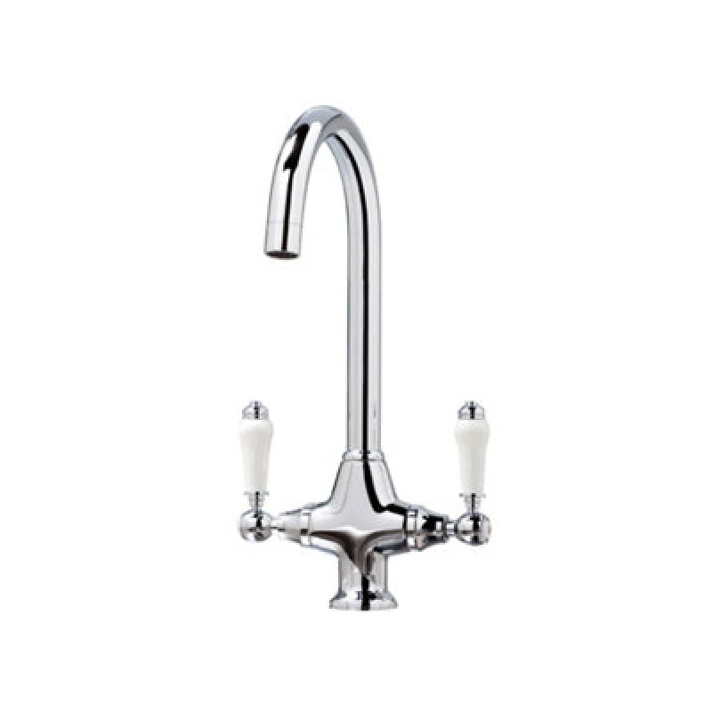 Image of Scudo Harrogate Twin Lever Kitchen Sink Mixer Tap Swivel Spout