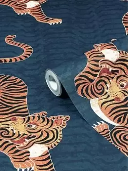 Image of Furn Tibetan Tiger Animal Printed Wallpaper