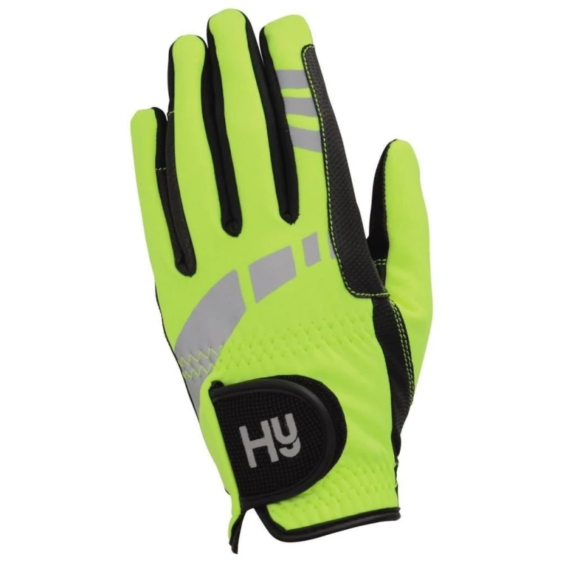 Image of Hy5 Mens Extreme Reflective Softshell Riding Gloves in Yellow Size: XS Yellow Male XS