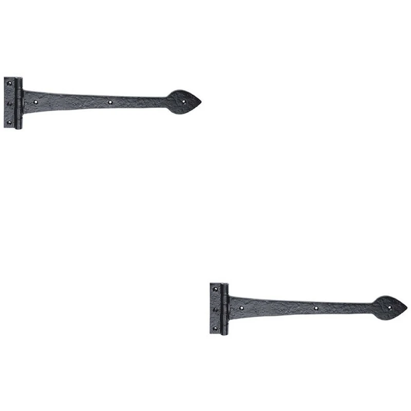Image of Loops 2x PAIR 275 x 102mm Ornate T Hinge Black Antique Internal Decorative Door Hinge Black