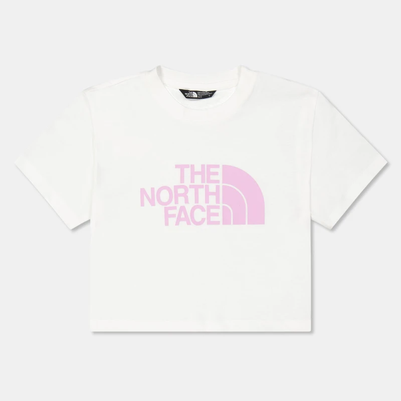 Image of The North Face Kids Short-Sleeve Cyber Berry Crop Top Wht/Pnk 9ZT female L
