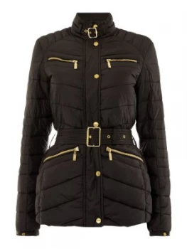 Image of Barbour Trail Cevron Quilted Coat Black
