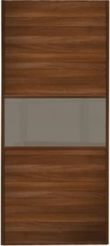 Image of Wickes Sliding Wardrobe Door Fineline Walnut Panel and Cappuccino Glass - 2220 x 610mm