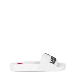 Image of LOVE MOSCHINO Embossed Logo Sliders - White
