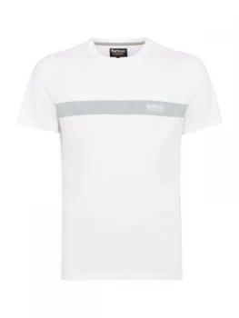 Image of Mens Barbour Printed Stripe Logo Tee White