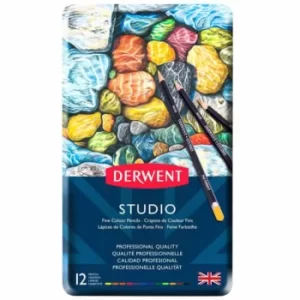 Image of Derwent Studio Colour Pencil Tin of 12