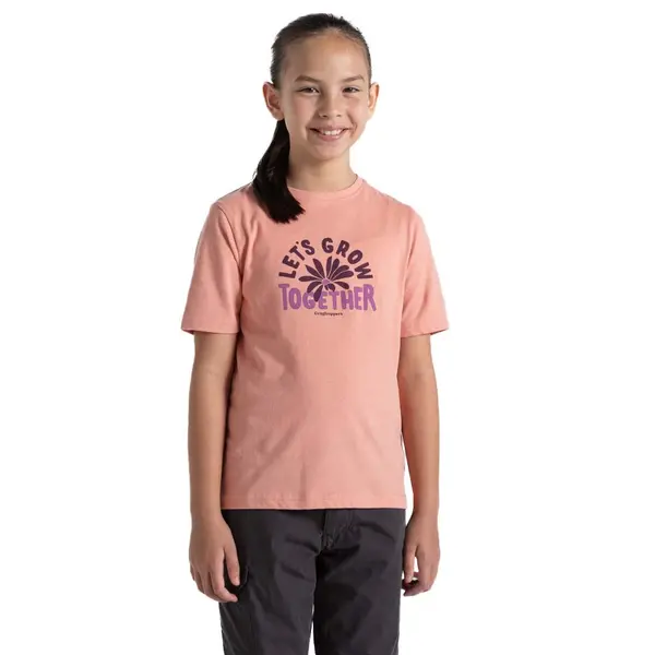 Image of Craghoppers Girls Ellis Organic Short Sleeved T Shirt 9-10 years - Chest 27.25-28.75' (69-73cm) Sunset Haze CKT596G-F2L-9
