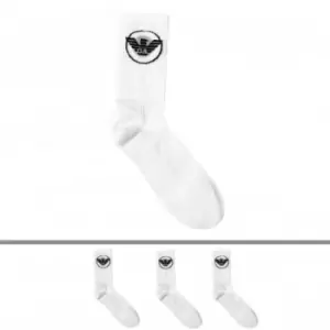 Image of Emporio Armani 3 Pack Sporty Socks - White TU